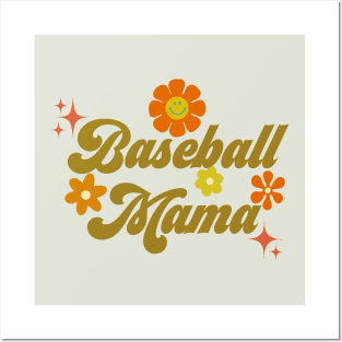 Baseball Mama - 70s style - green Posters and Art
